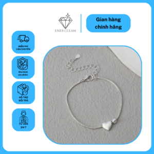 lắc tay nữ ener gleam charm trái tim bạc – vòng tay dây mảnh thanh lịch, trang sức tối giản cao cấp