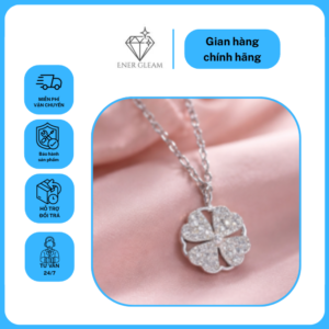 dây chuyền cỏ 4 xoay đính đá trắng
