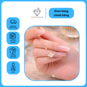 vòng cổ 2 lớp hình hoa trà Đính ngọc trai sang trọng phù hợp nhiều phong cách cho nữ