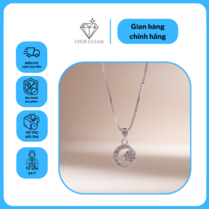 dây chuyền bạc nữ đính đá mặt trăng tròn đầy may mắn